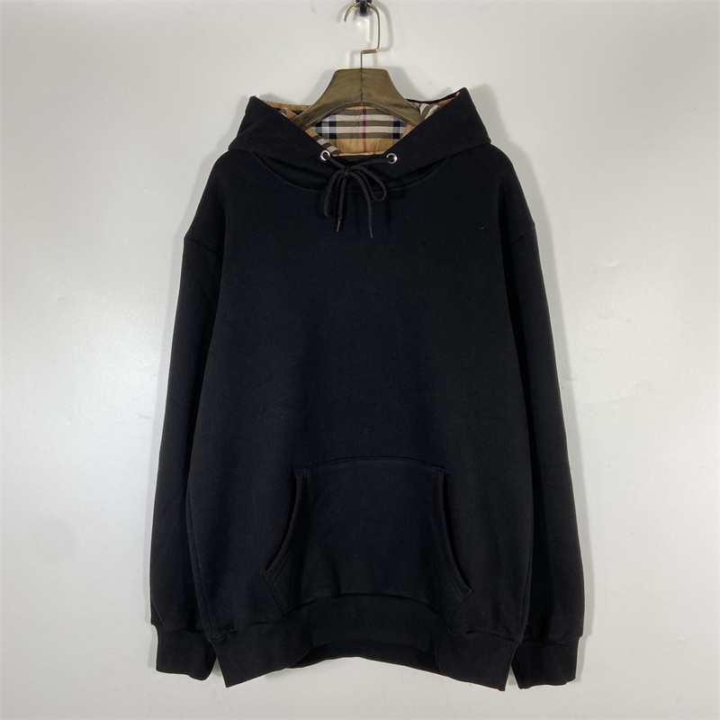 Áo hoodie tay dài dáng rộng bằng cotton phối nhung in chữ BBR cổ điển thời trang cho nam và nữ