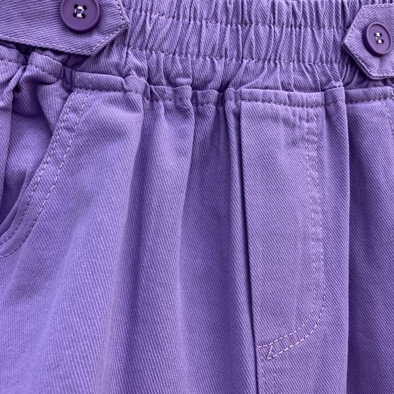 Quần đùi nữ thông thường mùa hè Quần short ống rộng lưng cao cotton
