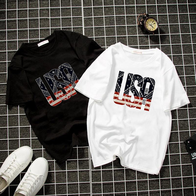 Áo thun unisex form rộng đồ họa chữ kiểu vải dày mịn 2019T1703