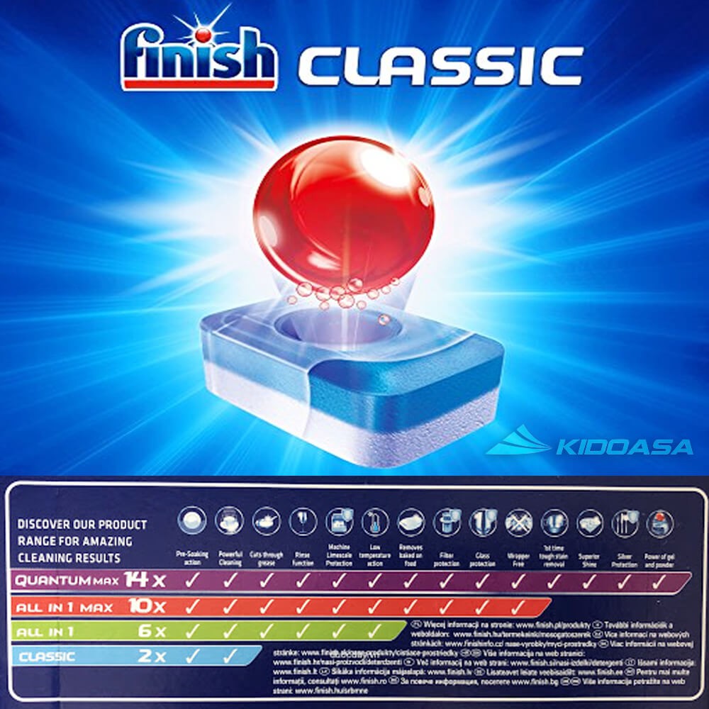 Viên rửa bát Finish Classic 100 viên hương chanh - dành cho máy rửa chén bát