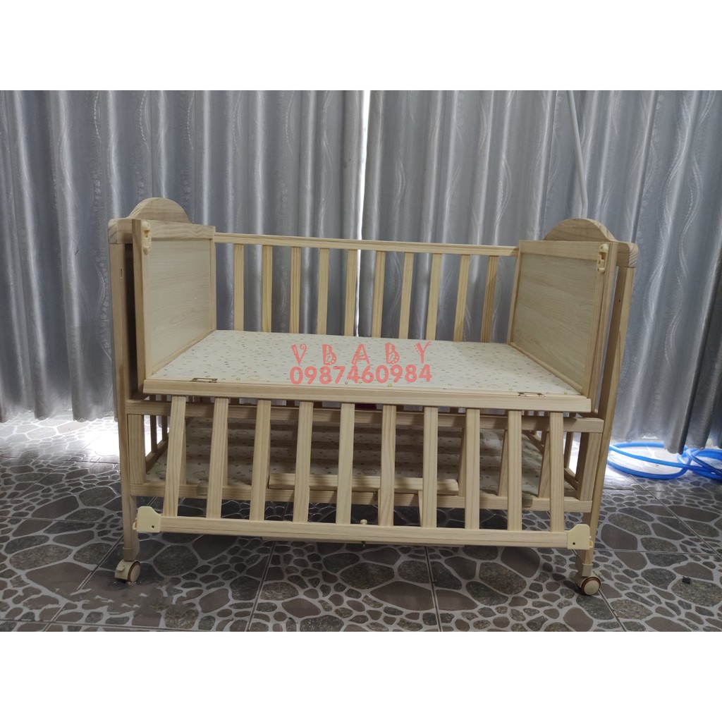 [TẶNG QUÂY ĐỆM + MÙNG ĐA NĂNG] Giường nôi Vbaby F5
