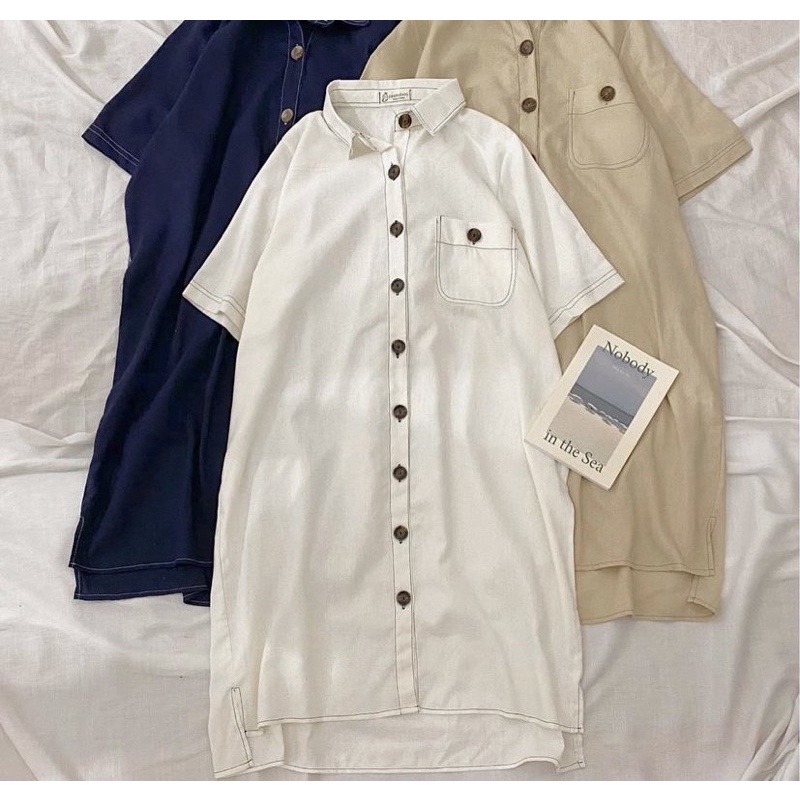 Đầm Suông ULLZANG SHIRT DRESS form rộng oversize