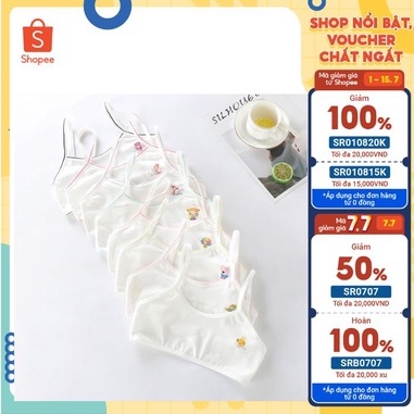 [MÃ 005]Áo lót bé gái 2 dây mảnh hoạ tiết siêu xinh, áo lá học sinh từ 20-42kg