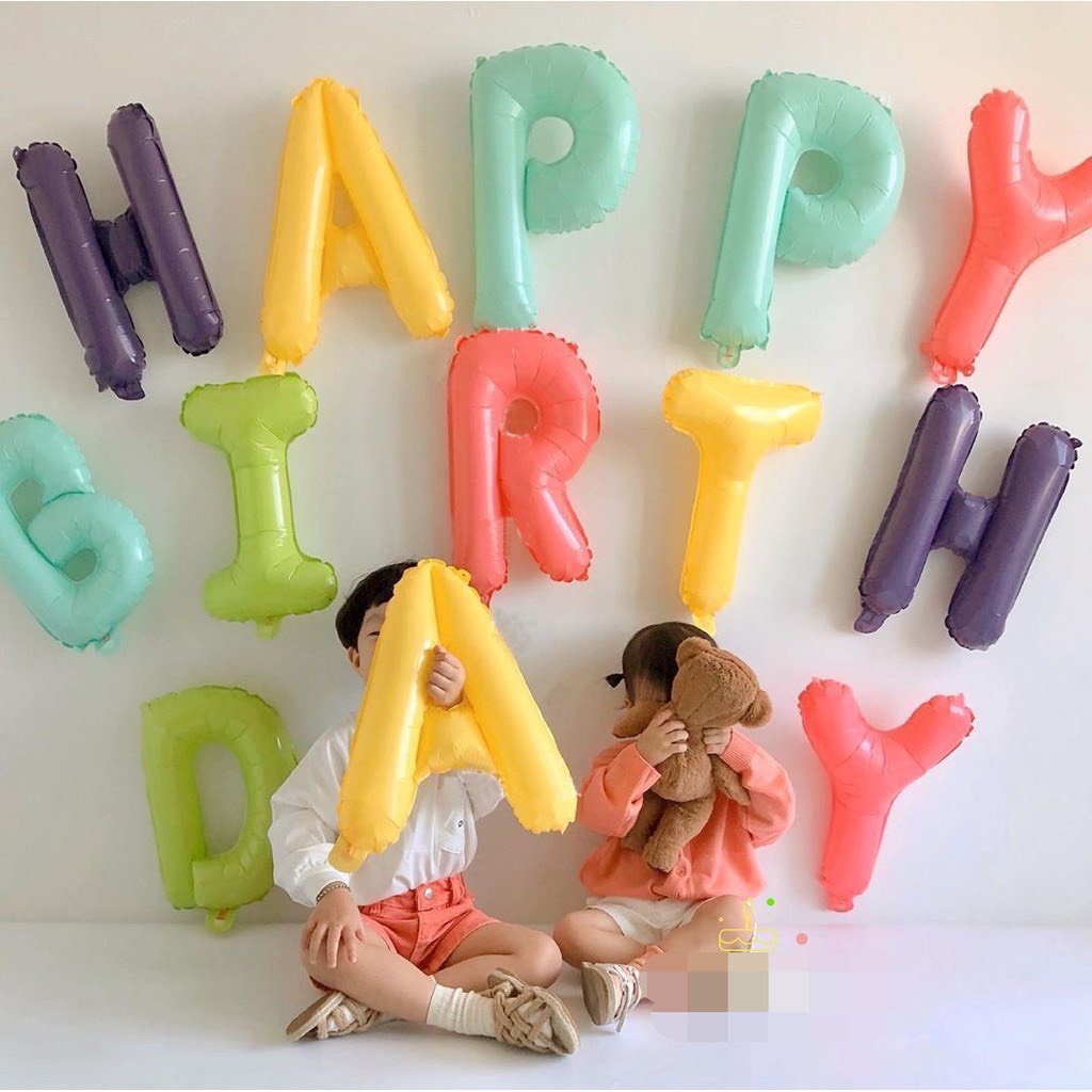 Bóng chữ Happy Birthday trang trí sinh nhật Màu Macaron Phong cách Hàn Quốc
