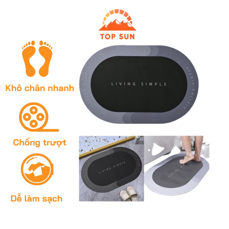Thảm Silicon - Hút Nước Siêu Thấm Sau 3 Giây - Lau Chân Chống Trơn Trượt