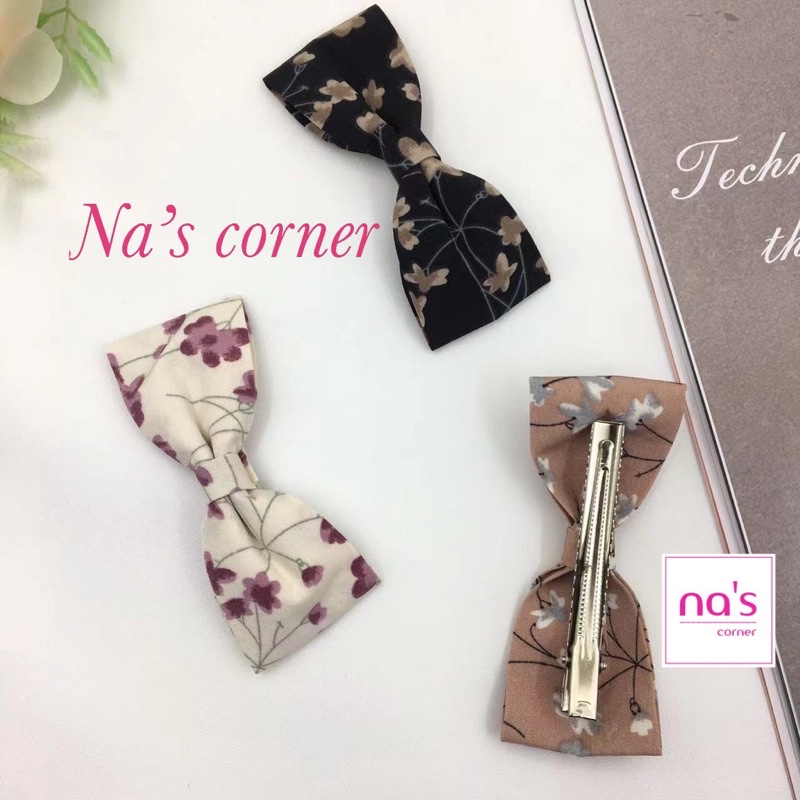 Kẹp tóc cài mỏ vịt hình nơ vải vintage sang trọng