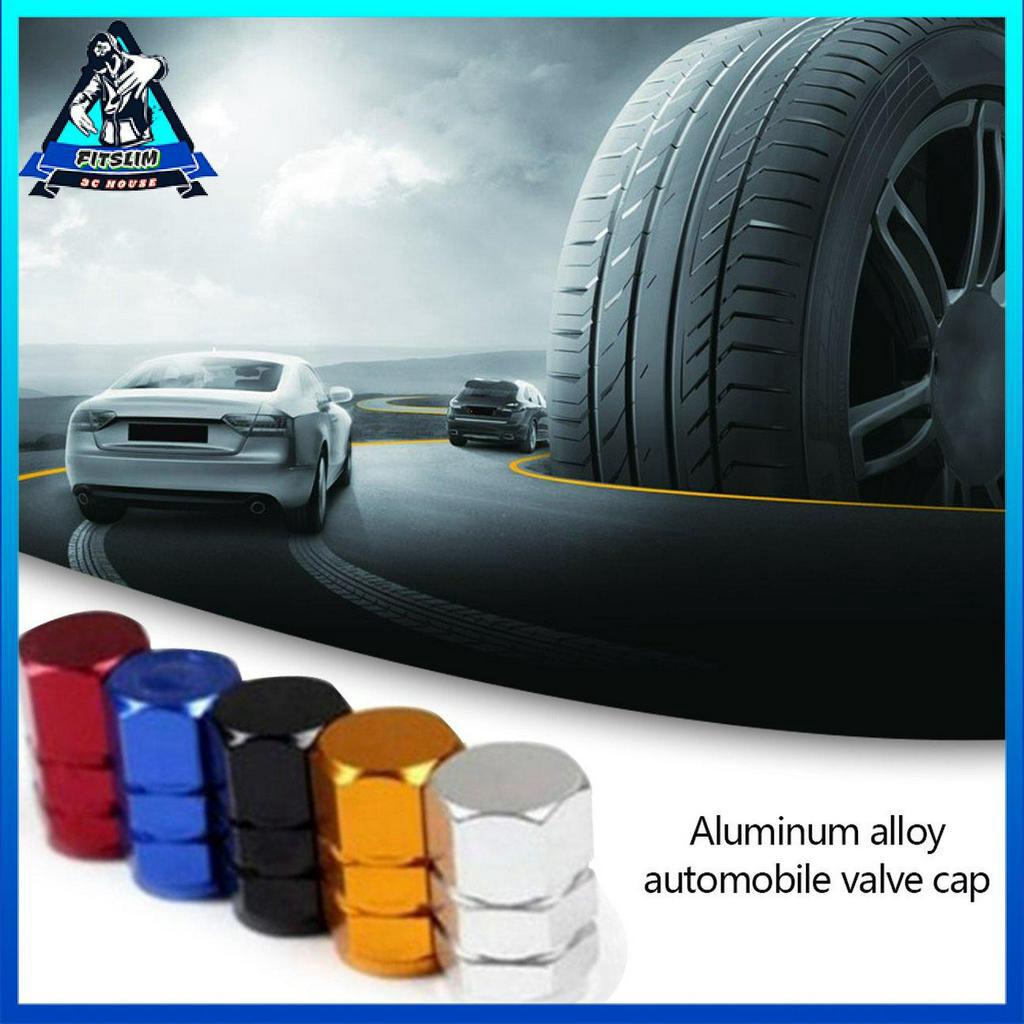 Set 4 chiếc / bộ nắp van lốp xe bằng hợp kim chống bụi dành cho ô tô
