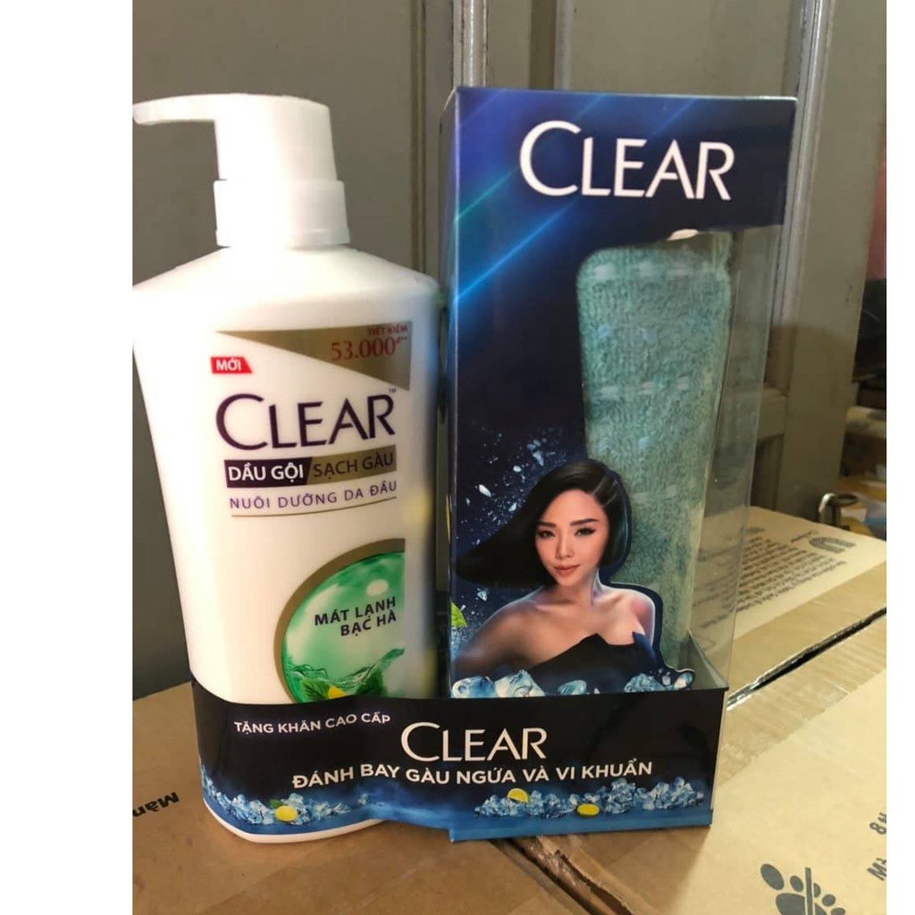 Dầu Gội Sạch Gàu Clear Mát Lạnh Bạc Hà Chai 630g tặng khăn hoặc chai nhỏ