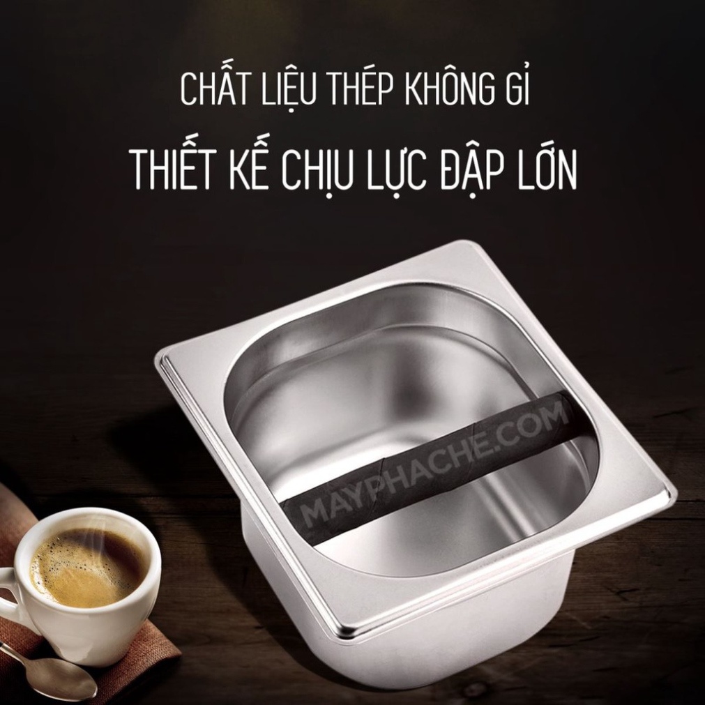 Hộp Hộc Đập Bã Cafe, Đựng Bã Cà Phê Inox Cao 10 - 15cm