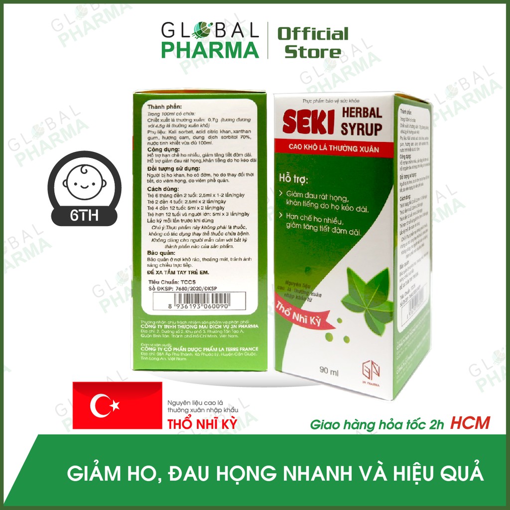 [NL Thổ Nhĩ Kỳ] Siro Seki Giảm ho, đau rát họng Chiết xuất Lá Thường Xuân(90ml)