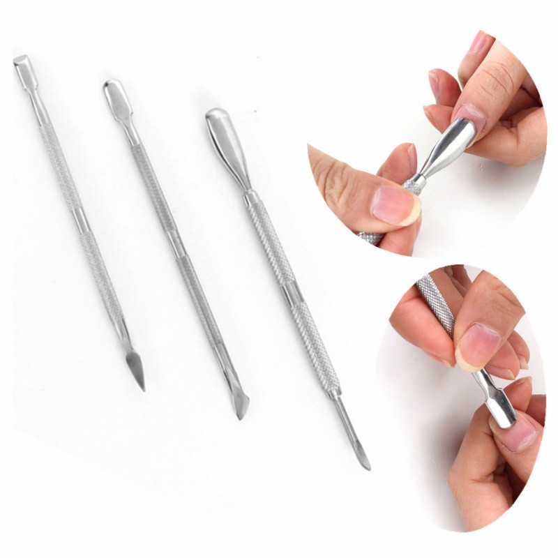 3Pcs Nail Art Stainless Steel Spoon Pusher Manicure Pedicure Set