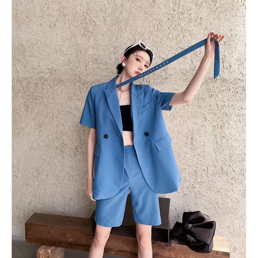 Vest nữ quần lửng thời trang Hàn Quốc - Vest cho nàng cá tính - Set vest lửng hot 2021 | BigBuy360 - bigbuy360.vn