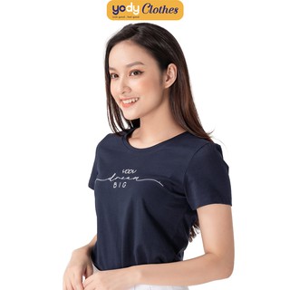 Áo thun phông nữ YODY cổ tròn ngắn tay cotton APN3310