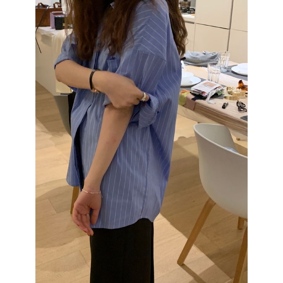 Áo Sơ Mi Tay Ngắn Họa Tiết Kẻ Sọc Thời Trang Hàn Quốc 17566 | BigBuy360 - bigbuy360.vn