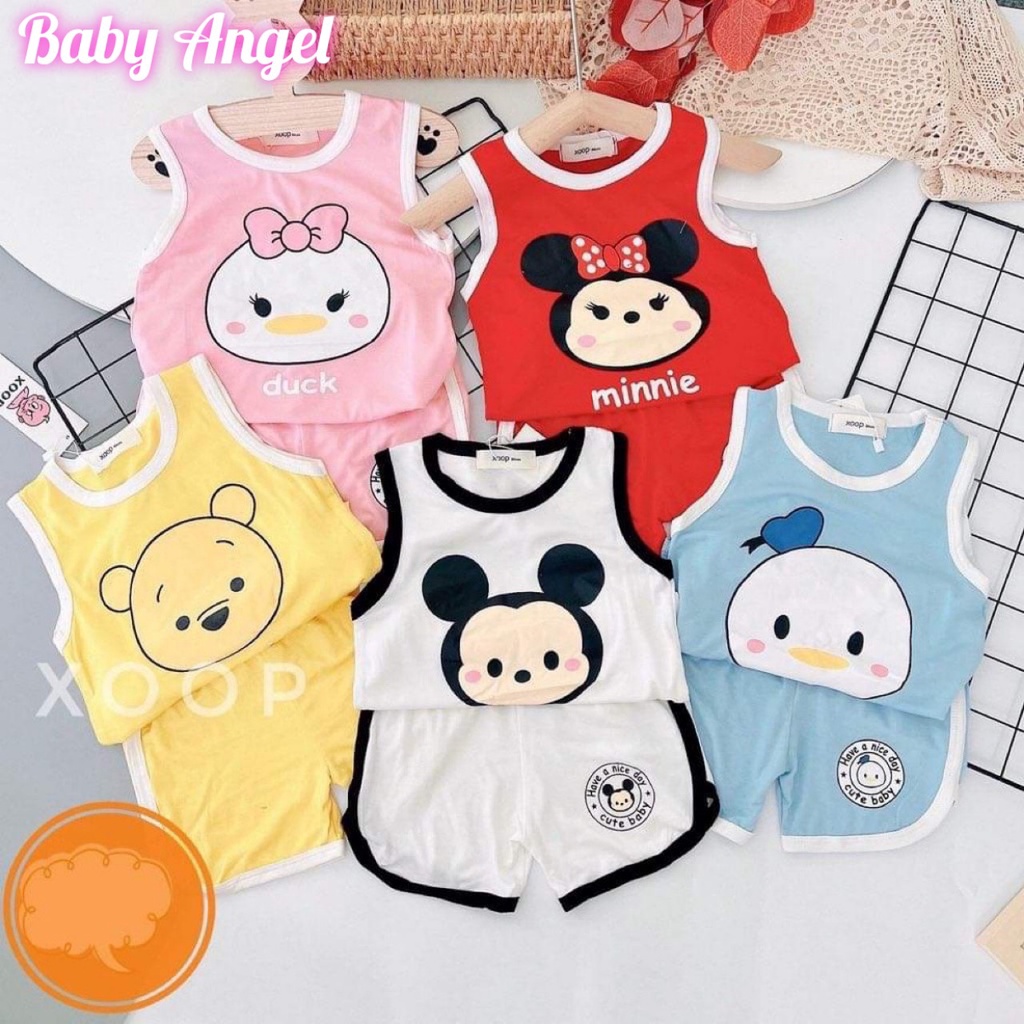 Bộ ba lỗ cho bé chất liệu cotton thun lạnh Minky Mom -Bộ sát nách chất liệu cotton cho bé mesocshop