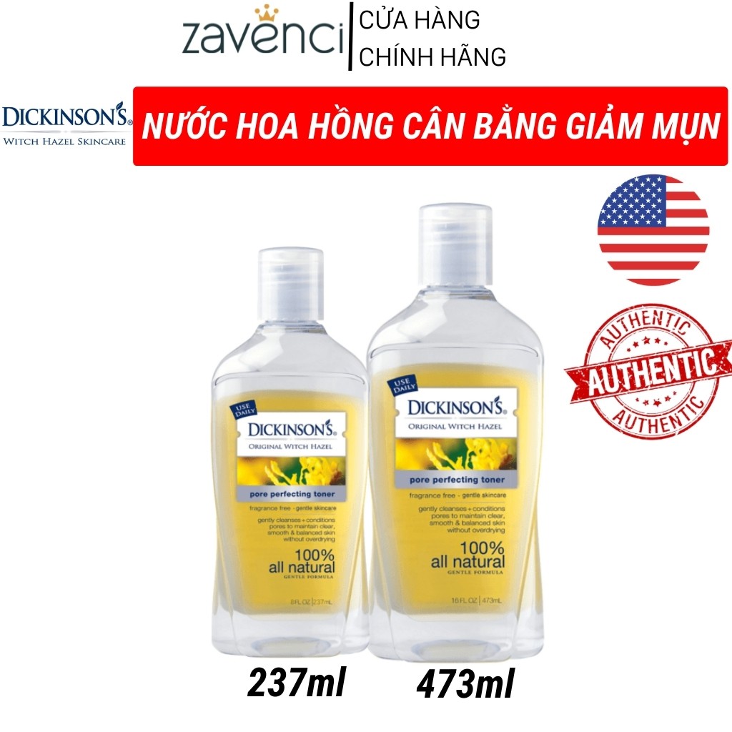 Nước Hoa Hồng DICKINSON'S Toner Se Khít Lỗ Chân Lông & Giảm Mụn Original Witch Hazel Pore Perfecting (237 - 473ml)