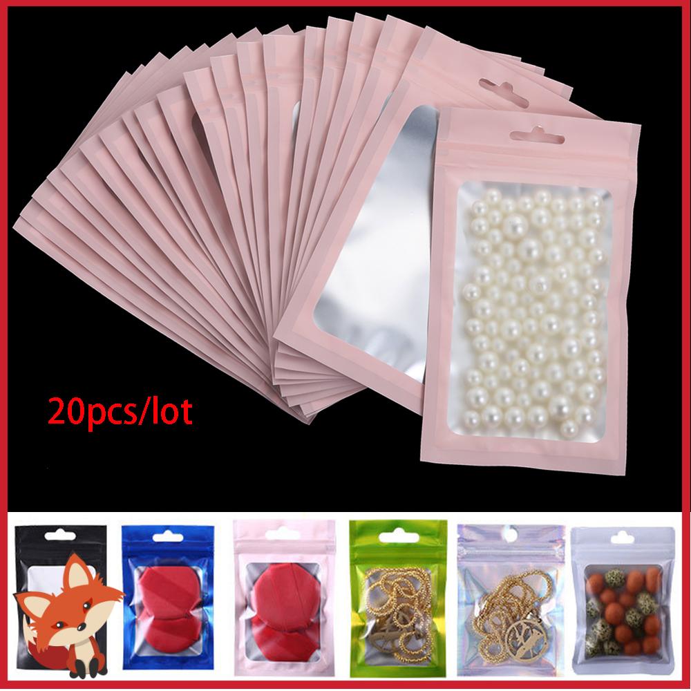 Bộ 20 Túi Đựng Đồ Bằng Lá Nhôm Chống Thấm Nước Có Khóa Kéo Màu Xanh Dương/ Hồng/Xanh Lá