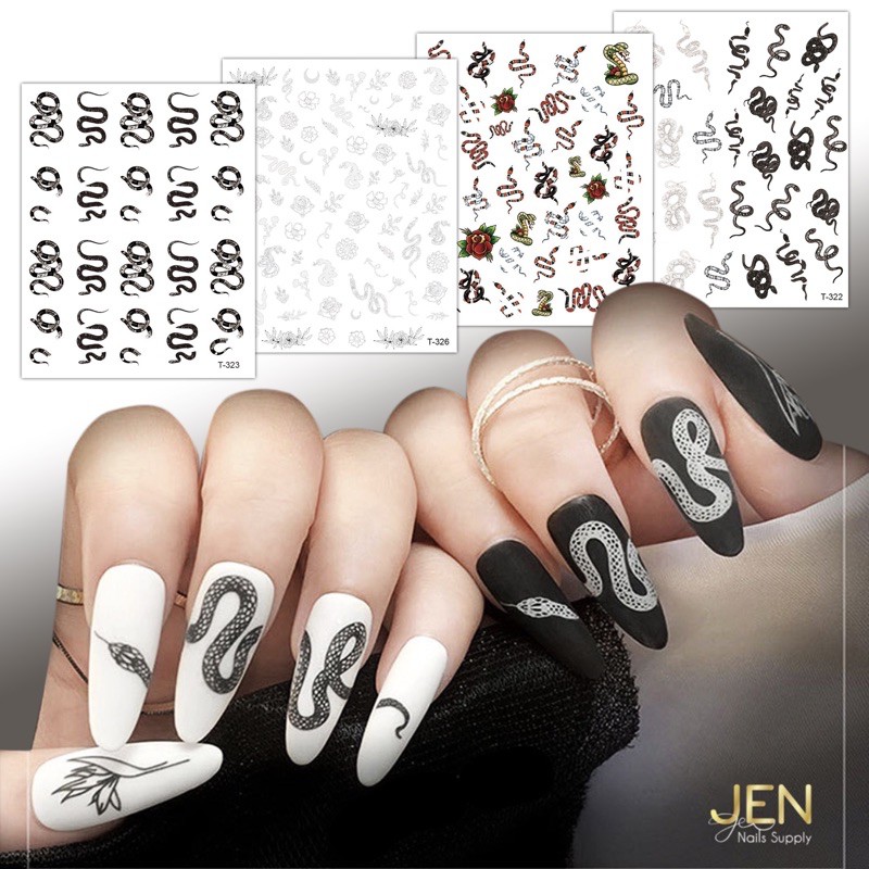 Sticker dán móng hoạ tiết rắn-hình dán nail