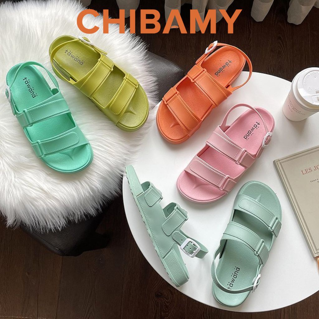 Dép Sandal nữ chất Nhựa dẻo đi biển nhiều màu CHIBAMY