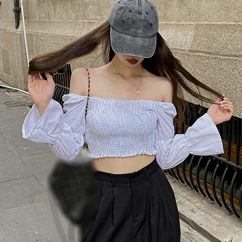 Áo kiểu nữ tay dài phối kẻ sọc phong cách thời trang trẻ trung cho phái nữ | BigBuy360 - bigbuy360.vn