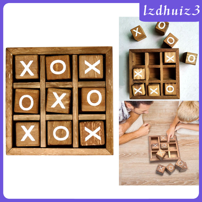 Gemgem Loey Wooden Tic Tac Toe/ Noughts and Crosses Game Unique Handmade Quality Wood Family Board Games