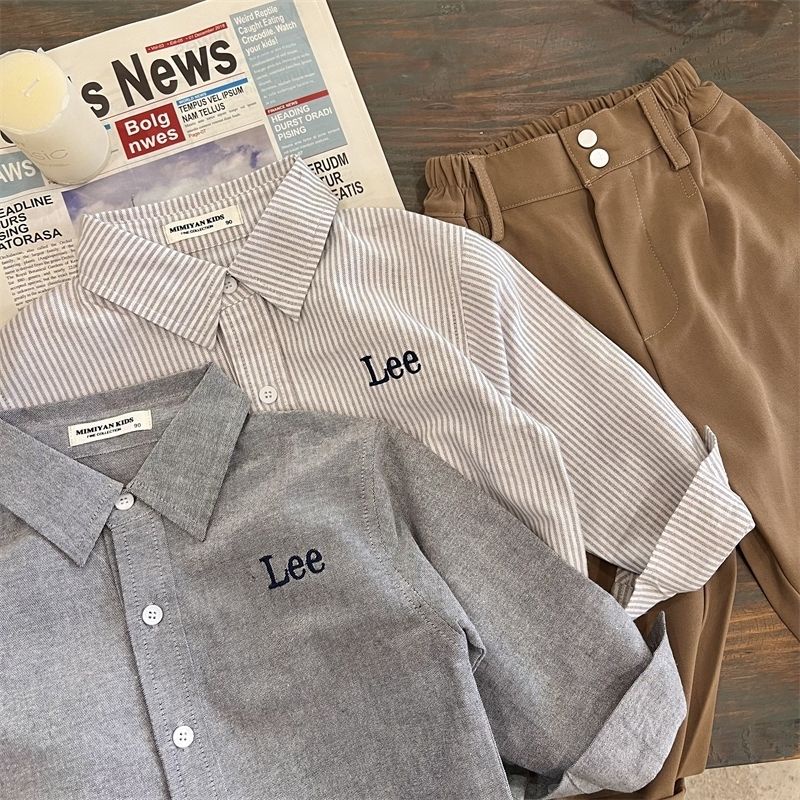 Áo Sơ Mi Tay Dài Kẻ Sọc Thêu Họa Tiết Kiểu Phương Tây Thời Trang Mùa Thu 2022 Cho Bé