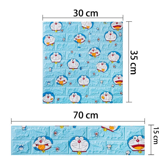 Xốp dán tường 3d - Hello Kitty - Miếng Dán Tường Doraemon - Hoạt Hình - Vân Gạch Cổ Loại 1 Kích 35x30cm