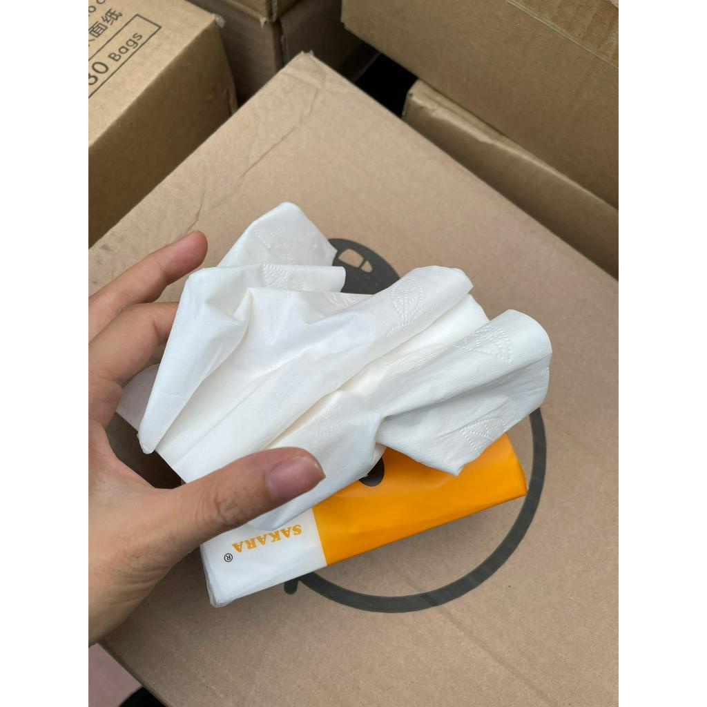 [ĐẠT CHUẨN] Khăn giấy SAKARA, giấy ăn cao cấp, mềm dai không bụi