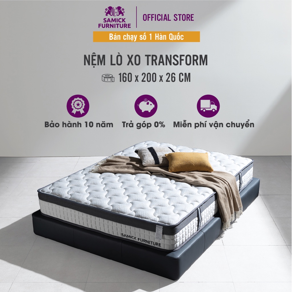 Nệm Samick Lò Xo Túi Độc Lập Hút Chân Không Transform từ Hàn Quốc 160x200x26cm - Nệm êm và thoáng mát