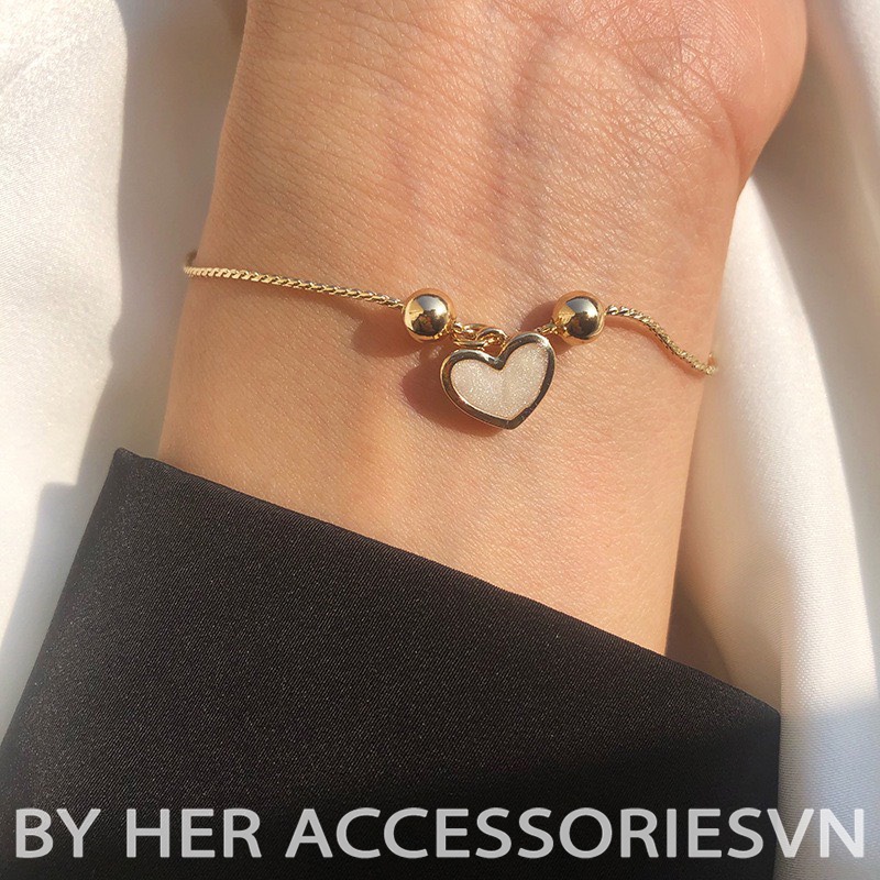 Vòng tay tình bạn lắc tay nữ đẹp dây rút trái tim xinh xắn Her Accessories T13