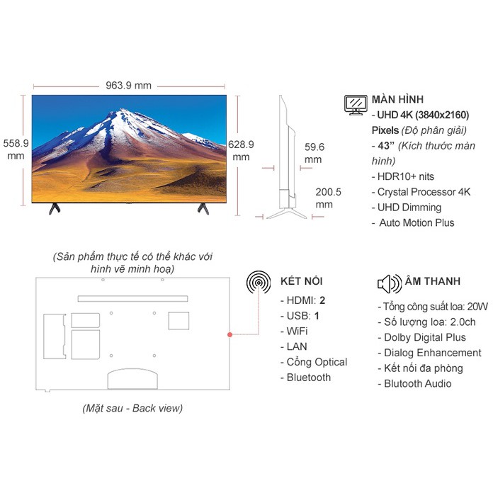 Smart Tivi Samsung 4K 43 inch 43TU6900