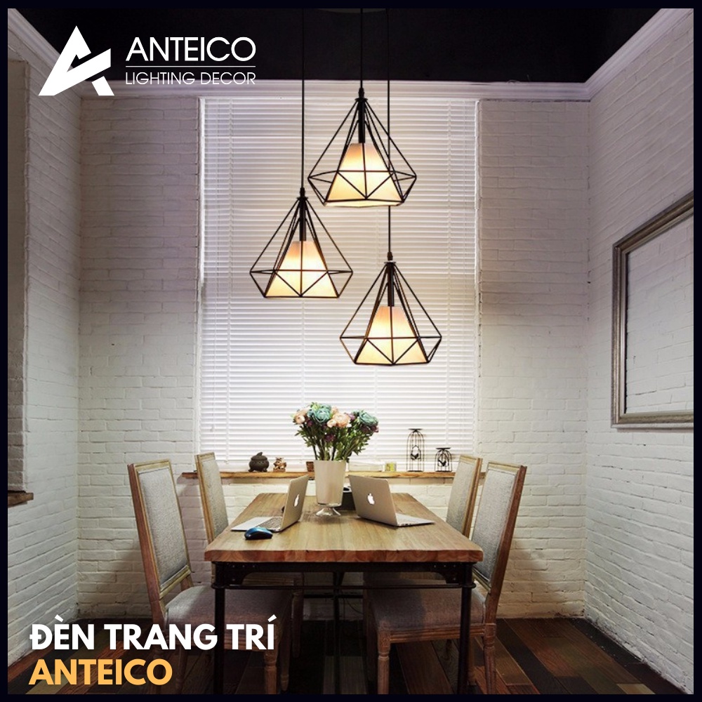 Đèn thả kim cương đơn fi 250 thả trang trí bàn ăn - quán tiệm giá rẻ ánh sáng trắng vàng dây thả 1m đầy đủ phủ kiện lắp
