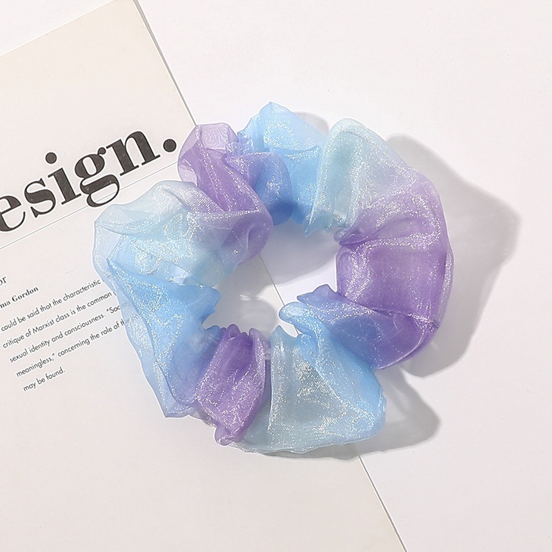 Dây buộc tóc cao su co giãn nhuộm màu gradient đính ngọc trai thời trang