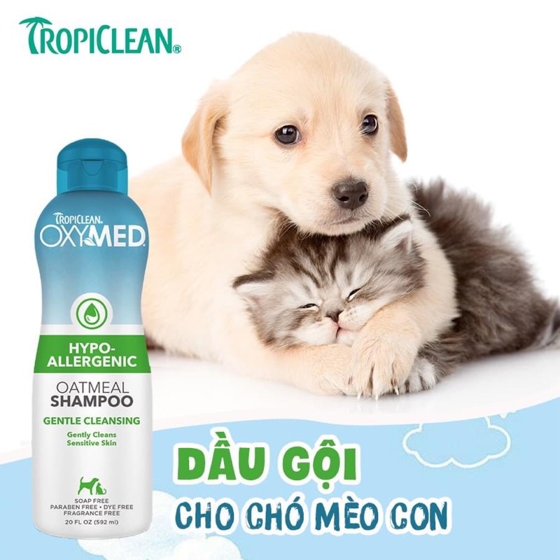 [TROPICLEAN OXYMED] SỮA TẮM VIÊM DA TRÊN CHÓ MÈO USA
