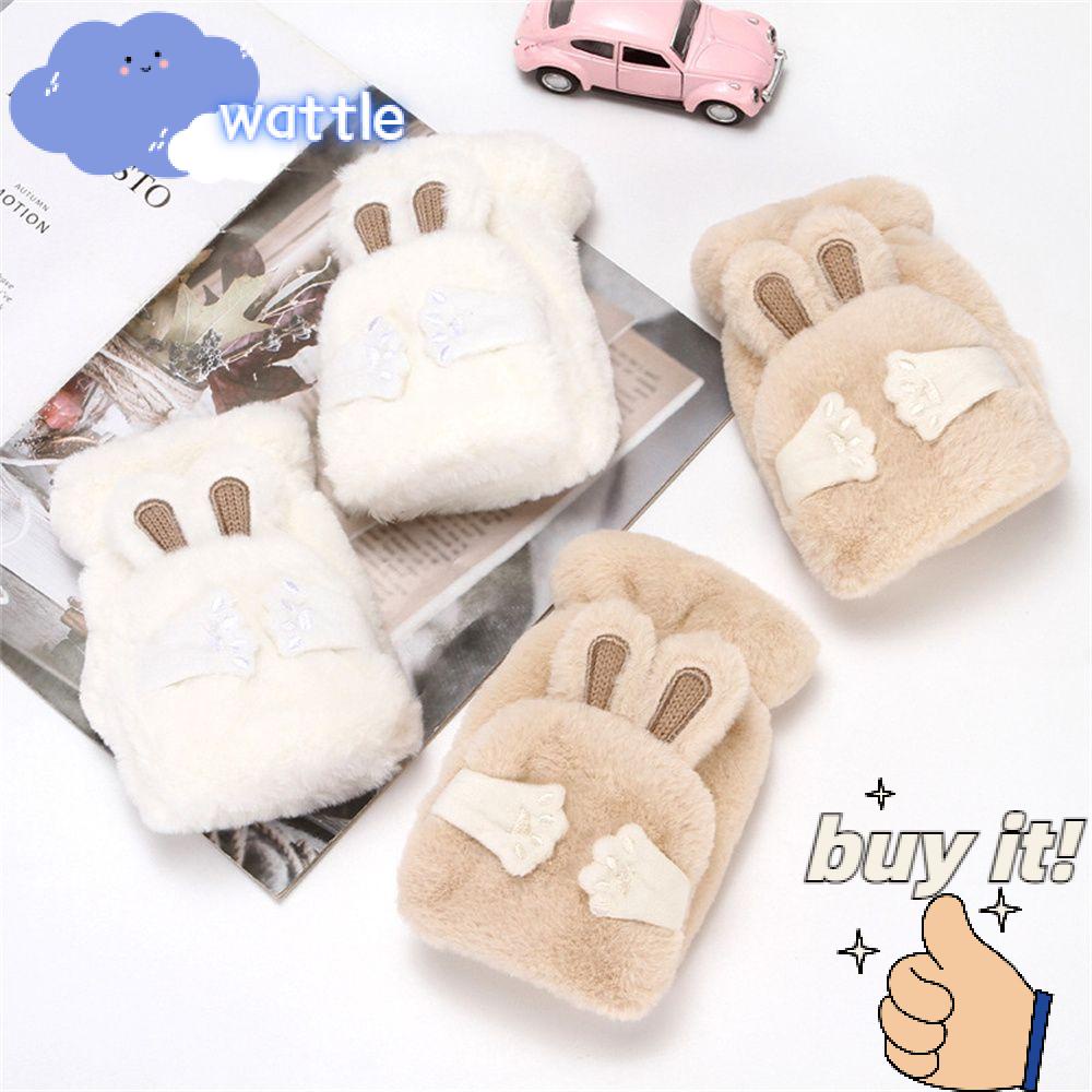 Găng Tay Thỏ Bông Hở Ngón Giữ Ấm Mùa Đông Dễ Thương Có Thể Chạm Màn Hình Cảm Ứ