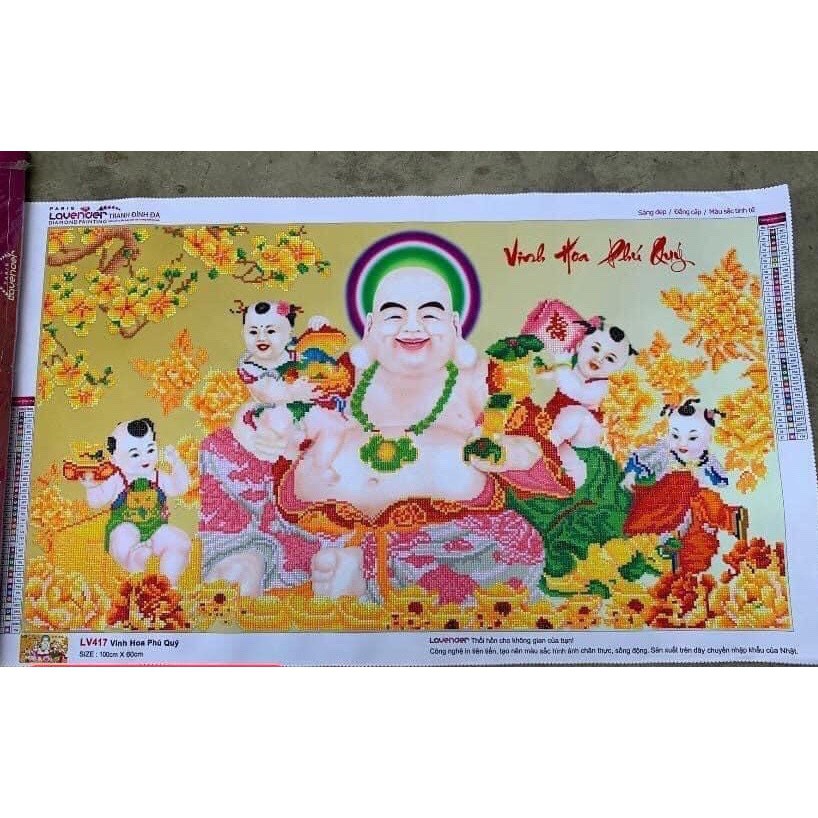 Tranh đính đá ABC phật di lạc vinh hoa phú quý (1m x 60cm)