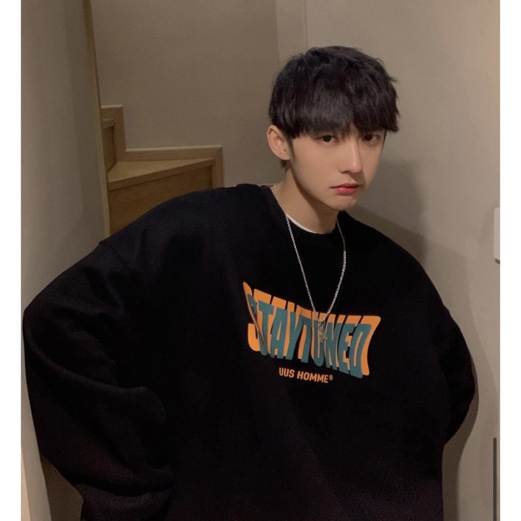 Áo sweater nỉ bông Hàn Quốc in họa tiết chữ ngang ngực form rộng unisex giá rẻ | BigBuy360 - bigbuy360.vn