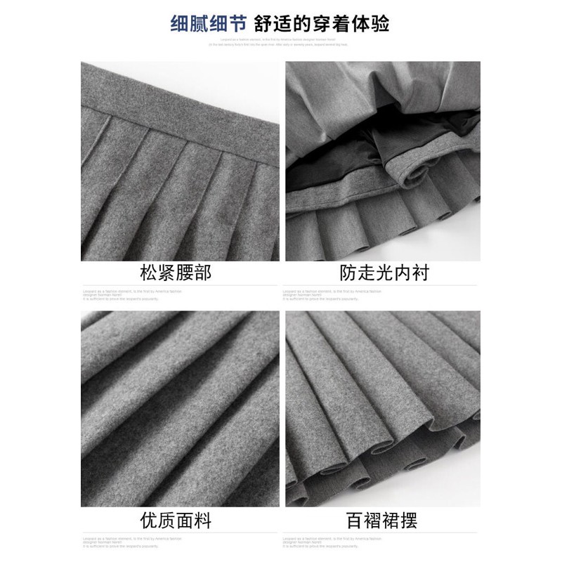 Chân váy dạ len xếp ly thu đông