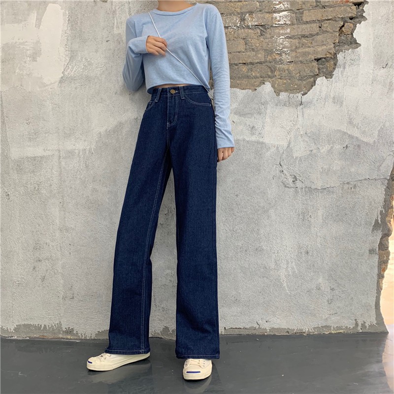 Xiaozhainv Quần jean lưng cao ống suông phong cách retro thời trang cho nữ | BigBuy360 - bigbuy360.vn