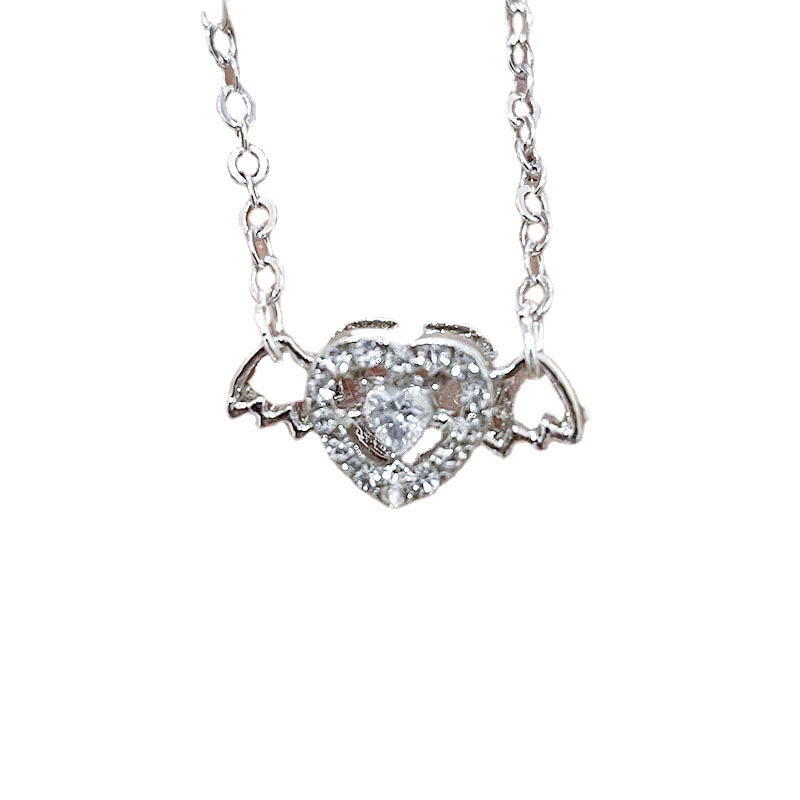 Vòng cổ Ngắn Mặt Cánh Thiên Thần Tình Yêu Đính Đá Sang Trọng Lãng Mạn Phong Cách Hàn Quốc Dành Cho Nữ