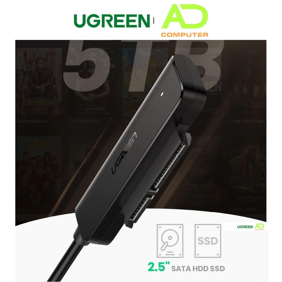 Cáp chuyển đổi USB 3.0 / USB type C sang Sata (7+15) cho ổ cứng ngoài SSD, HDD 2.5 inch, dài 50cm UGREEN CM321