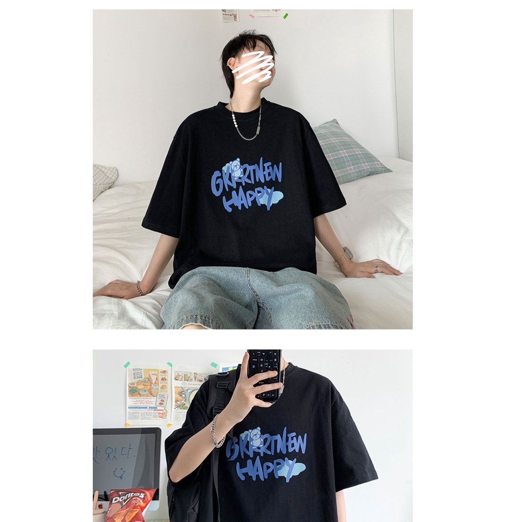 Áo thun nam tay ngắn dáng rộng in chữ phong cách hip hop thời trang mùa hè size S-8Xl