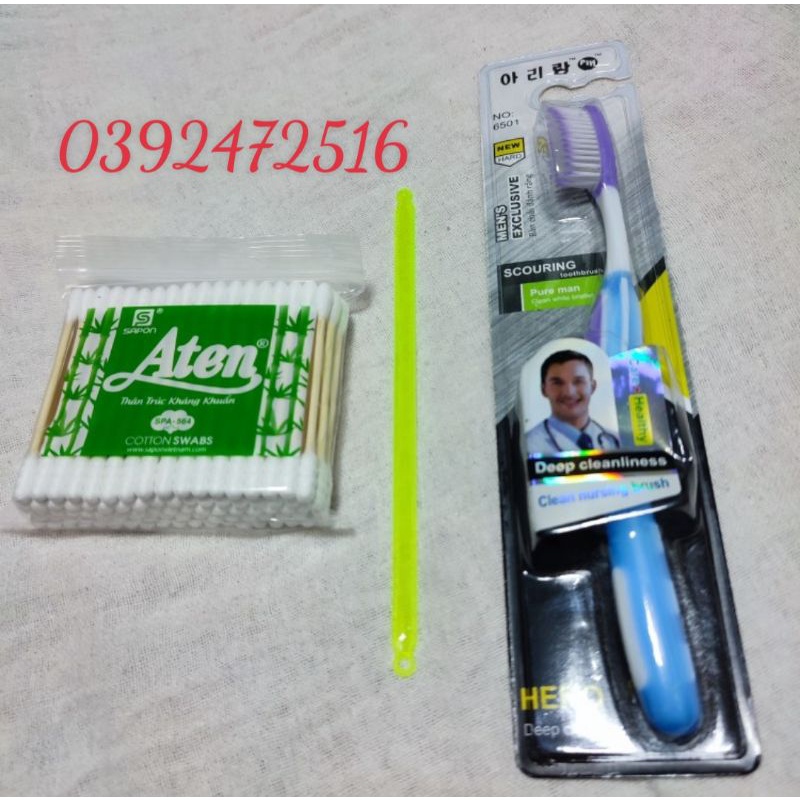 Combo bàn chải đánh răng - cạo lưỡi- gòn rái tai