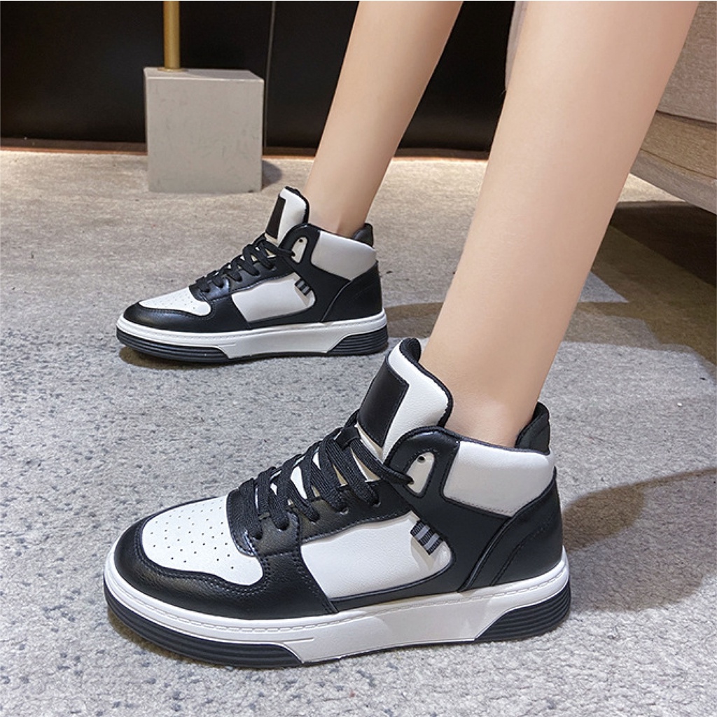 Giày Sneaker Nữ Cổ Cao BLUEWIND Đế Cao Su Nguyên Khối Da PU Mềm Mại 68840