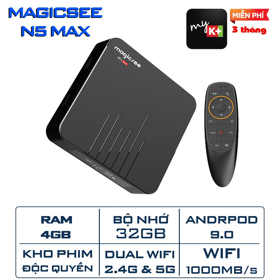 Android Tivi Box Magicsee N5 Max - Chip S905X3 - Ram 4GB - Bộ nhớ 32GB - Phiên Bản New