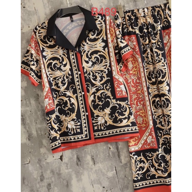 Bộ pijama tay ngắn LIE satin lụa cao cấp Quảng Châu