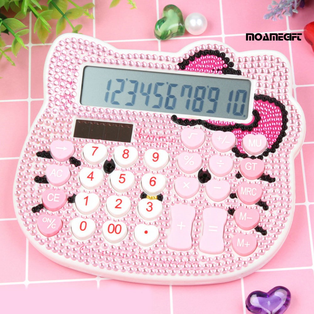 Máy Tính Cầm Tay Hình Hello Kitty Đính Đá Đáng Yêu Tiện Dụng