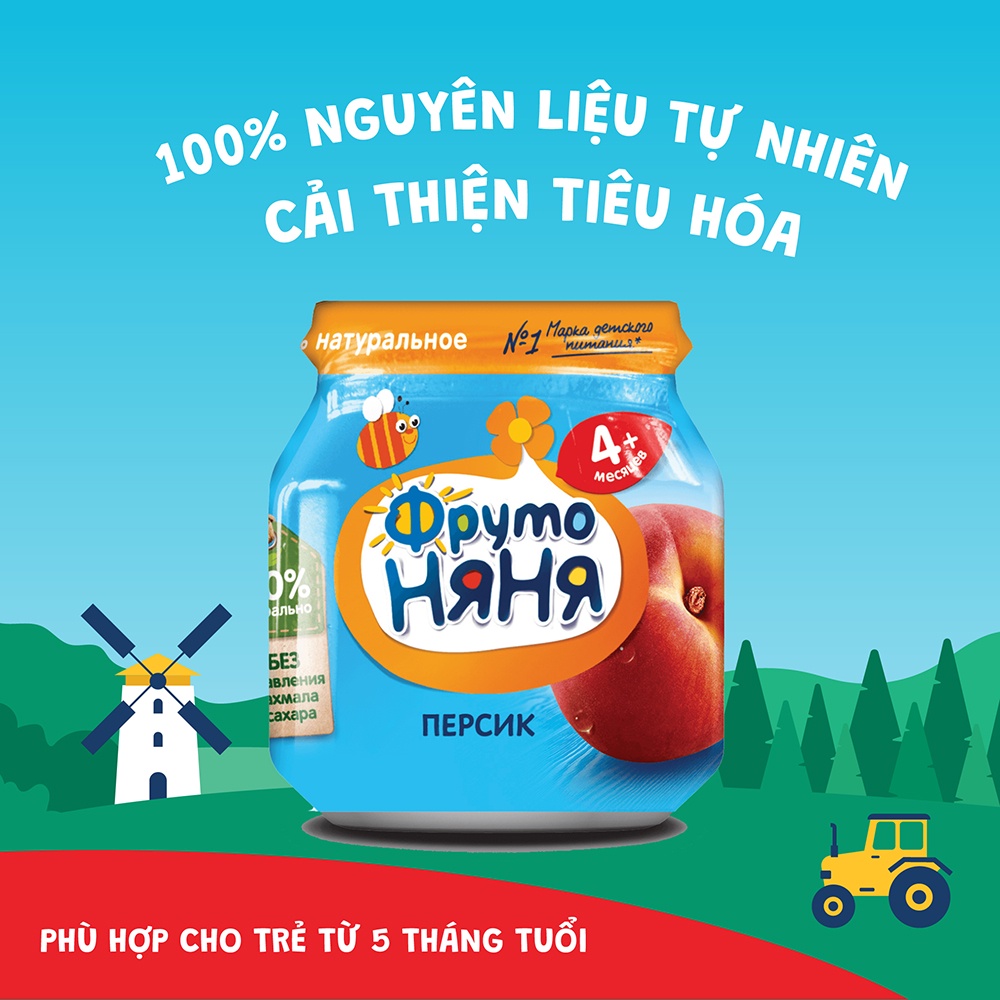 Date 21/6/2022 Combo 6 lọ Trái cây nghiền vị đào Fruto Nyanya 100g/lọ