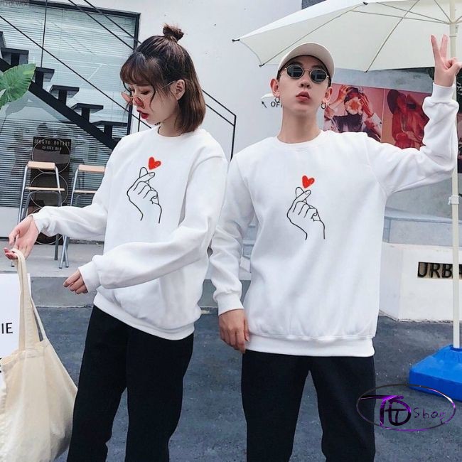 Áo Nỉ ⚜️ Áo Cặp⚜️ Đồ Đôi Nỉ Bông tay dài cổ tròn tình yêu khủng long Hot 2020 Cao cấp loại 1 | BigBuy360 - bigbuy360.vn