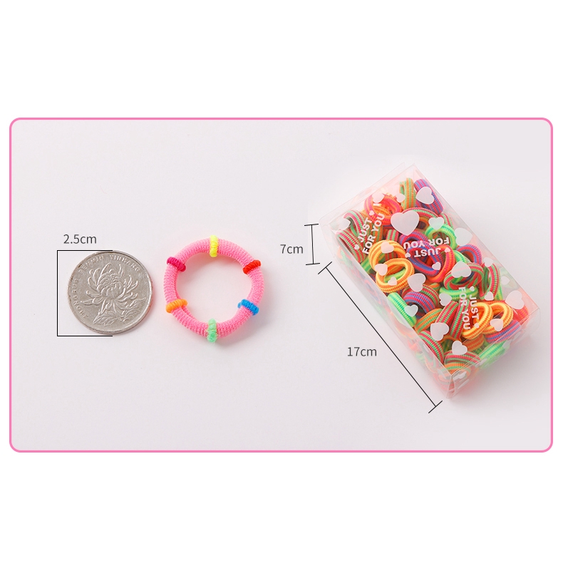 Bộ 100 dây cao su buộc tóc màu sắc xinh xắn kiểu Hàn Quốc cho bé gái